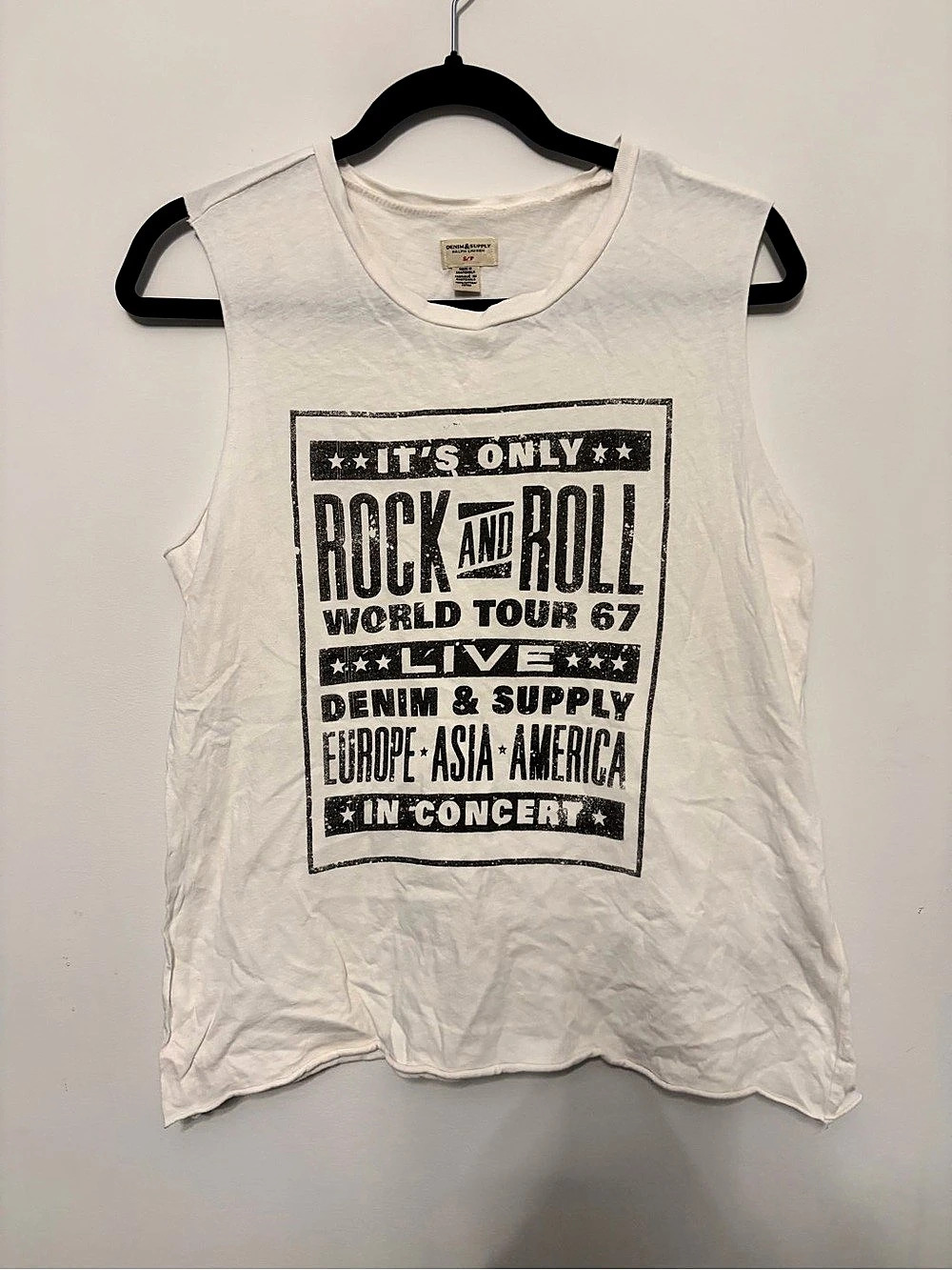 Denim & Supply Ralph Lauren Rock & Roll Muscle Tee White Small